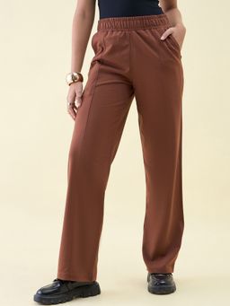 98 Degree North - Women Rust Cotton Solid Trackpant