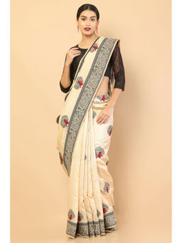 Soch - Women Black Organza Printed Saree with Unstitched Blouse