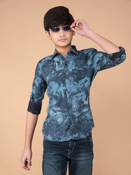 CRIMSOUNE CLUB - Boy Blue Floral Print Shirt