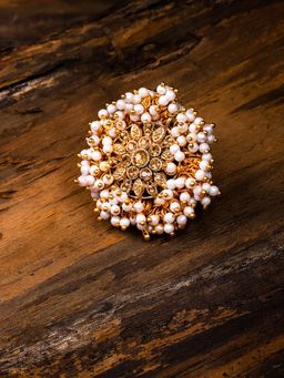 Zaveri Pearls - Gold Tone Embellished With Pearls Finger Ring