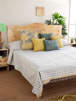 Freedom Tree - Shadow Trails Woven Cotton Ecru Bedcover(Double)