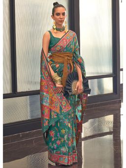 Mysilklove - William Green Jamewar Kashmiri Cotton Silk Saree Without Blouse