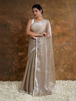 Teejh - Mermaid Scale Tissue Saree Without Blouse