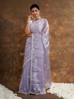 Teejh - Vasanta Lilac Tissue Saree Without Blouse