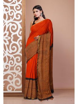 Unnati Silks - Red Bagh Printed Pashmina Sico Saree & Unstitched Blouse