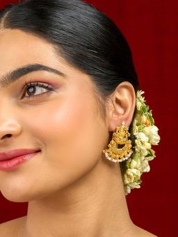 Teejh - Aishna White Antique Gold Earrings