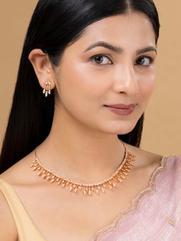 Teejh - Madhur Mantra Cz Stones Rose Gold Necklace Set