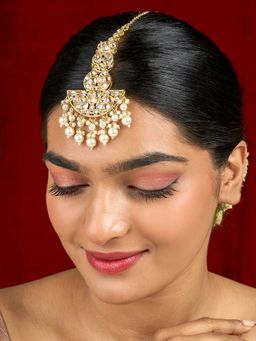 Teejh - Mihika Pearl and Polki Gold Maangtika