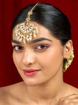 Teejh - Mihisha Pearl and Polki Gold Maangtika