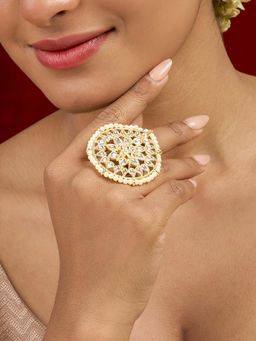 Teejh - Tarini Pearl and Polki Gold Ring