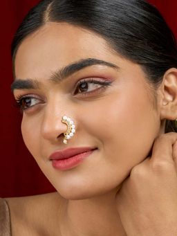 Teejh - Hamsini Pearl and White Stone Nath