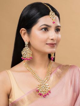 Teejh - Kamini Pink Kundan Necklace Set