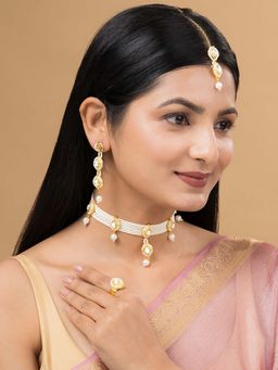 Teejh - Rohina Pearl Gold Necklace Set