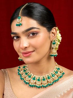 Teejh - Kalika Green Pearl Necklace Set