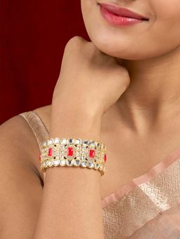 Teejh - Kaarvi Red Stone Gold Bracelet