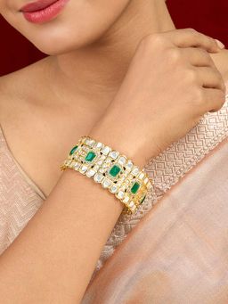 Teejh - Kaarvi Green Stone Gold Bracelet