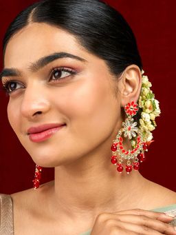 Teejh - Morena Red Gold Chandbali Earrings