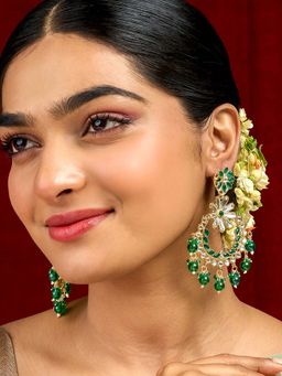 Teejh - Morena Green Gold Chandbali Earrings