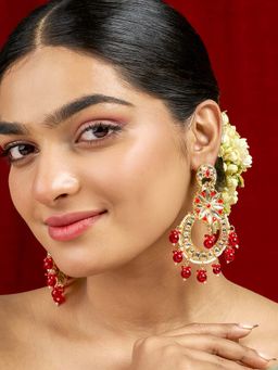 Teejh - Zuri Red Gold Chandbali Earrings