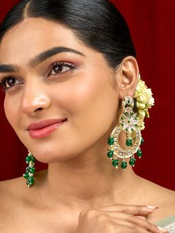Teejh - Zuri Green Gold Chandbali Earrings