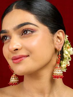 Teejh - Raha Red Gold Jhumki Earrings