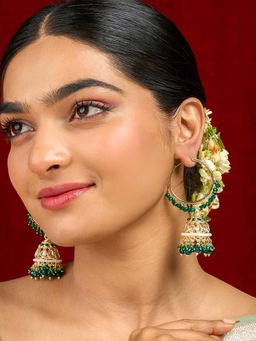 Teejh - Raha Green Gold Jhumki Earrings