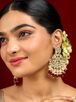 Teejh - Rosa Red Gold Chandbali Earrings
