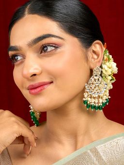 Teejh - Rosa Green Gold Chandbali Earrings
