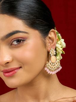 Teejh - Ineya Pink Bead Gold Earrings