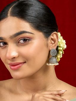 Teejh - Aahat Silver Oxidised Pearl Earrings