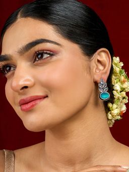 Teejh - Madhurai Blue Silver Oxidised Earrings