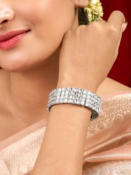 Teejh - Kaarvi Square Stone Silver Bracelet