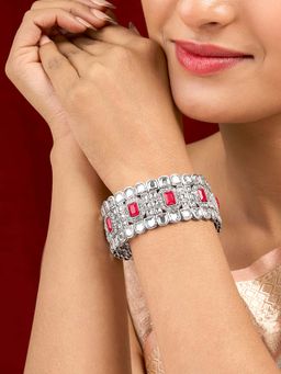 Teejh - Kaarvi Red Stone Silver Bracelet