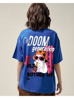 Bewakoof - Women's Blue The Doom Generation Graphic Printed Oversized T-shirt