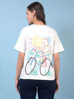 CRIMSOUNE CLUB - Women White Typographic Print T-Shirt