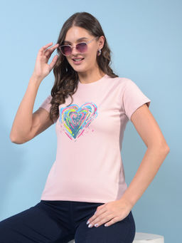 CRIMSOUNE CLUB - Women Pink Embroidered T-Shirt