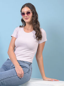 CRIMSOUNE CLUB - Women Purple Jacquard T-Shirt