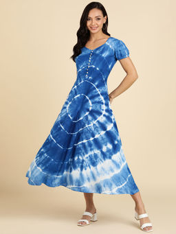 Maaesa - Blue Tie Dye Anarkali Kurta