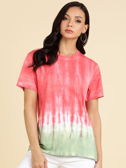Maaesa - Red Tie Dye Regular Fit Top