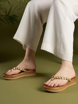 Inc.5 - Women Beige Casual Embellished Opne Toe Sandals