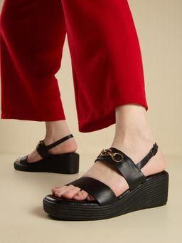 Inc.5 - Women Black Party Solid Square Toe Wedge Heels