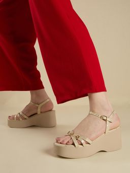 Inc.5 - Women Golden Party Solid Square Toe Heels