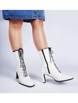 The White Pole - White Trendy Casual Boots for Women