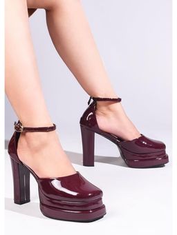 The White Pole - Maroon Fabulous Attractive Block Sandal Heels for Women