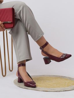 T.ELEVEN - Jessica Women Block Maroon Closed Sandal Heels