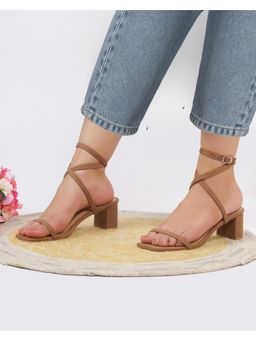 T.ELEVEN - Nisa Women Block Tan Sandal Heels