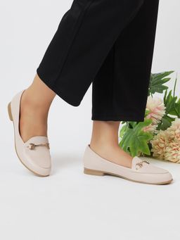 T.ELEVEN - Kim Women Beige Casual Loafers with Buckle embellishment