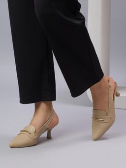 T.ELEVEN - Haze Women Pointed Toe Kitten Beige Sandal Heels