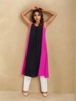 Dora Dori - Colorblock V-Neck Sleeveless Kurta