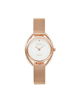 Obaku - Juvel Rose Gold Quartz Silver Round Dial Women Watch - V286LXVIMV